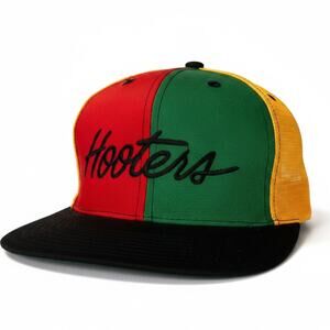 Vintage 90s Hooters Restaurant Spellout Rastafarian Jamaican Snapback Hat New